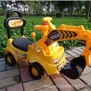 Kaitong Excavator Ride On Toy Car For 1-3 Years Old Kids Yellow <b>Plastic</b> Four Wheel Walker Scooter With <b>Bucket</b> - Product Image 1