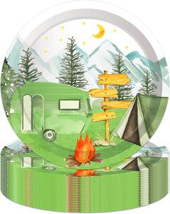 OEM Disposable 7-Inch Paper <b>Plate</b> Modern Style Hot Selling for 1st Birthday Parties Camping Themed Events Tableware Decorations - Product Image 1