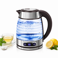 Hervidor Eléctrico de Temperatura Variable 2.0L con 6 Ajustes Preestablecidos 40-100 ° Tetera de Vidrio con Pantalla LED, 1500W, Enchufe Europeo, para Cocina u Oficina