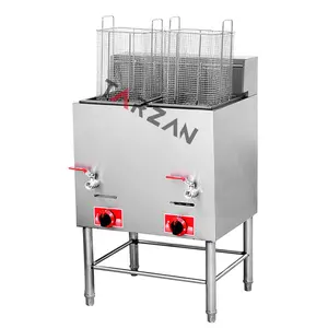 Friteuse commerciale à gaz électrique et Double panier, appareil de cuisson pour 2 cuves de poulet