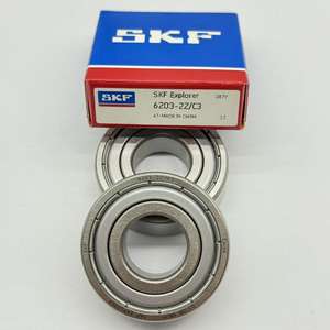 Roulement à billes à gorge profonde silencieux à grande vitesse <span class=keywords><strong>SKF</strong></span> d'origine <span class=keywords><strong>6203</strong></span>-2Z/C3 en acier chromé à une rangée, économique, taille 15x42x12mm - Product Image 1