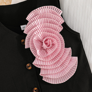 Conjunto Casual de 3 Piezas para Niñas, Moderno y Cómodo, Top con Mangas Abullonadas, Chaleco con Flores 3D, Pantalones Transpirables, para Fiestas de Otoño - Product Image 6