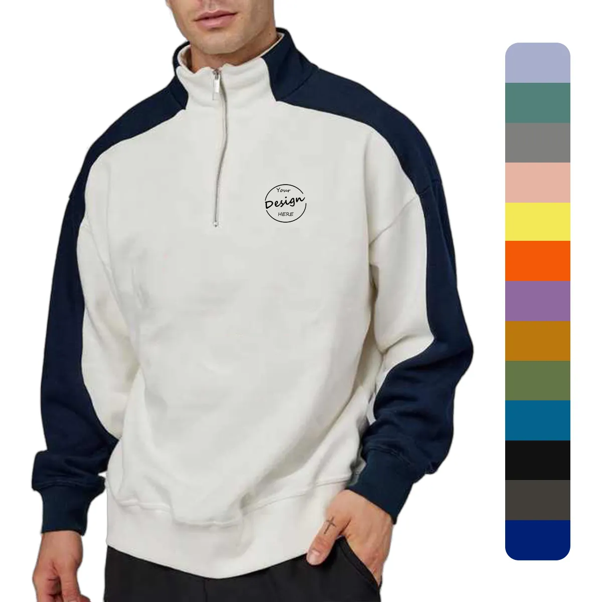 Пуловер с вышивкой логотипа на заказ, теплый свитер, простые мужские рубашки-поло, ветрозащитная Спортивная Толстовка Оверсайз на молнии для меня
