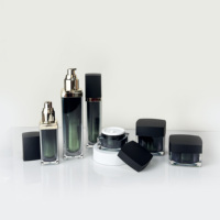 Ensemble de contenants en plastique personnalisés de qualité supérieure pour soins de la peau, flacon de sérum, flacon de lotion 30 ml, 50 ml, 100 ml, flacon pulvérisateur cosmétique carré à double couche