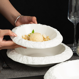<strong>Creative</strong> Rock Pattern Ceramic Dessert Soup <strong>Plate</strong> Hotel Restaurant Tableware Porcelain Salad <strong>Plate</strong> Steak Pasta Deep <strong>Plate</strong> - Product Image 1