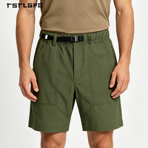 OEM Custom Men's Quick-Dry Cargo Shorts Polyester-Cotton Blend Relaxed Fit <b>Elastic</b> Waist with <b>Belt</b> Loop Summer Outdoor - Product Image 4