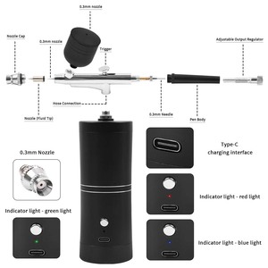 Kit de Aerógrafo Profesional Keep Smiling, Pistola de Compresor de Aire Recargable Inalámbrica para Pintar en Salones y Decoración - Product Image 2