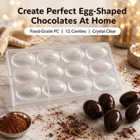 Moule à chocolat en polycarbonate PC 12 cavités, qualité alimentaire, transparent, facile à démouler, pour bonbons DIY, outil de cuisson pour œufs de Pâques