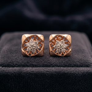 Boucles d'oreilles en or rose et diamants Ishwar Art Jewellery, or massif 14 carats, taille brillant, couleur G, naturelles, 0,53 ct, style classique pour femme - Product Image 2
