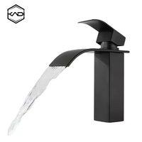 Robinet de lavabo cascade monocommande noir brossé en acier inoxydable moderne à montage sur plan en céramique pour salle de bain DICG