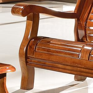 Sofá Seccional de Madera Maciza de Estilo Oriental Moderno, Sofá de 1, 2 y 3 Plazas, Conjuntos de Sofás de Madera Tallada y Cuero - Product Image 5