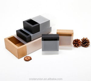 Großhandel und anpassen ausziehbare Schublade Geschenk boxen recyceltes Material Kraft papier Schublade Schieber Geschenk boxen mit klarem PVC-Fenster - Product Image 1