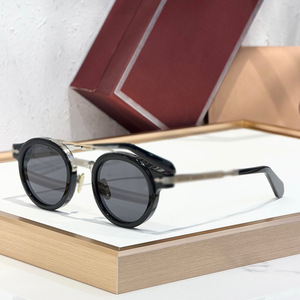 Delage Retro <b>Round</b> <b>Sunglasses</b> Brown Metal <b>Frame</b> Resin Lenses UV400 Polarized Unisex Street Style - Product Image 1