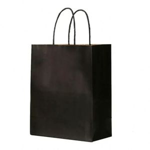 Custom Printing Luxury Stylish <b>Biodegradable</b> Recyclable Paper Bags Ribbon Handles Black Kraft Paper Gift Clothing Food <b>Packaging</b> - Product Image 3