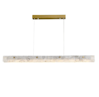 Lustre rectangulaire moderne en albâtre espagnol, suspension LED dimmable E12, blanc chaud, pour cuisine et salle à manger