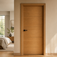 Puerta Interior Moderna Personalizada de Madera Maciza con Panel de Aislamiento Acústico de Melamina y Marco para Dormitorio, Hotel, Oficina, Apartamento