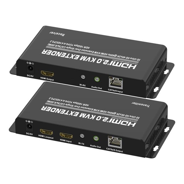 4K 60Hz HDMI Extender KVM Splitter Over Rj45 Ethernet 60m HDMI USB KVM Extender Local HDMI LoopOut For Mouse Keyboard Monitor PC