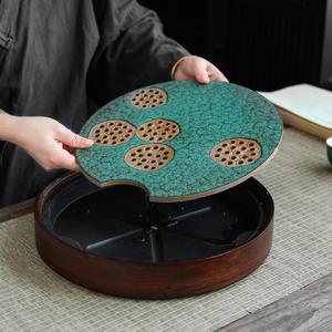 Plateau à thé en céramique Chunlan, <span class=keywords><strong>panneau</strong></span> en céramique, châssis en mélamine, type de stockage d'eau, plateau à thé <span class=keywords><strong>japonais</strong></span>, plateau à thé émeraude - Product Image 3