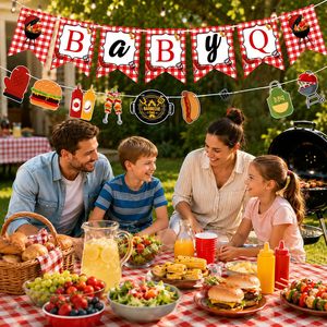 Bannière Baby Q pour décorations de fête prénatale sur <span class=keywords><strong>le</strong></span> thème du barbecue, décorations d'été |   Décorations de fête prénatale Baby Q, fournitures pour fête de révélation du sexe en plein air - Product Image 3