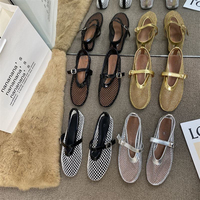 Ballerines en résille pour femmes, ballerines à boucle, chaussures décontractées pour tous les jours