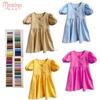 Robe de princesse pour fille Vêtements pour filles Broderie d'ours et imprimé en coton Robe longue à manches longues pour enfants