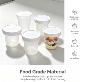 Bicchiere Monouso Trasparente in PP da 500ml con Coperchio Antigoccia, Contenitore Alimentare Resistente al Calore per Pudding, Gelato, Torte e Dessert - Vendita all'Ingrosso - Product Image 3