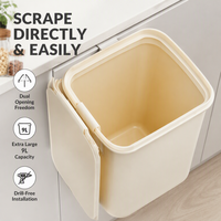 Mooie aan de muur gemonteerde keukenafvalbak met deksel, hangende kastdeurafvalbak voor toilet, badkamer, woonkamer