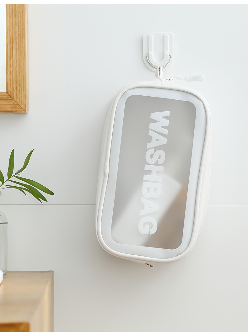 Biodegradable Custom Logo Travel Vinyl Waterproof Beach Zipper Cosmetic Bag TPU PVC Toilet Wash Bag