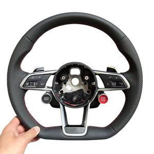 Volante Deportivo de Cuero Personalizado para <span class=keywords><strong>Audi</strong></span> TT A3 A4 B6 B8-B9.5 Serie RS, 3 Radios, 40 mm de Diámetro - Product Image 2