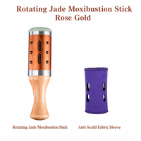 Bâton de Moxibustion Rotatif à Billes Massantes avec Tête en Jade Naturel 15,5x4cm, Rouleau de Moxa Chauffant, 3 Couleurs, Vente en Gros de Bâtons de Moxa