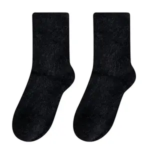 Factory Direct Selling Winter plush and thickened mink plush medium tube female socks black and white coral velvet sleep s