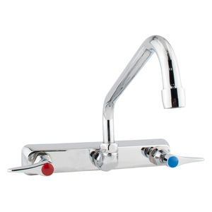 Robinet de cuisine professionnel en laiton chromé, poignée lisse, double levier, débit élevé, bec rotatif - Product Image 1