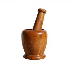 Ensemble mortier et pilon en bois, fait main, écologique, qualité alimentaire, pour broyer herbes, épices, ail, poivre, gingembre, outil manuel durable pour herbes - Product Image 2
