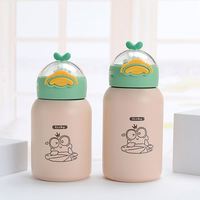 Bande dessinée enfants en acier inoxydable boisson tasse bec de canard thermos tasse mignon portable boisson cadeaux paille gros ventre tasse d'eau avec couvercle