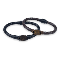 OEM/ODM Bracelet NFC 13,56 MHz pour contrôle d'accès, avec chaîne en cuir, boucle magnétique et coque de noix de coco, pour cadeau de vacances RFID