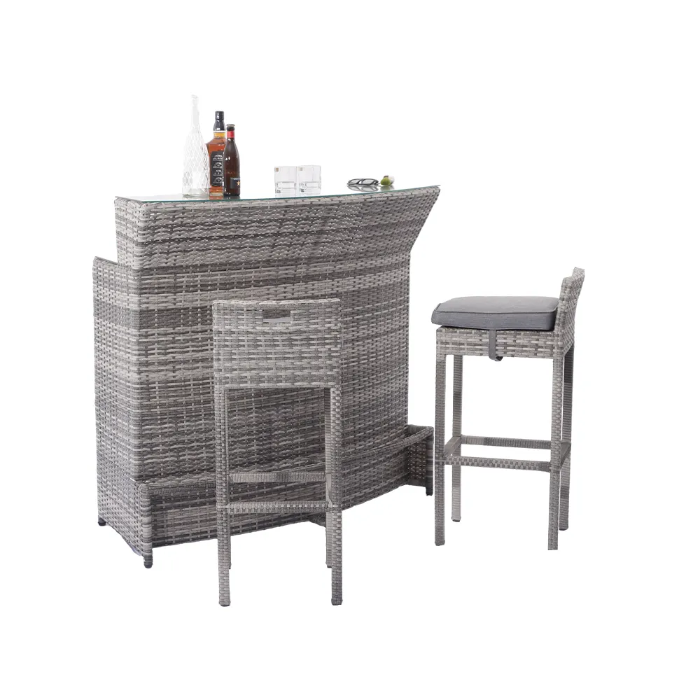 New Style Gartenmöbel Home Bar und Hochs tühle Outdoor Barhocker Metallrahmen Garten Rattan Möbel