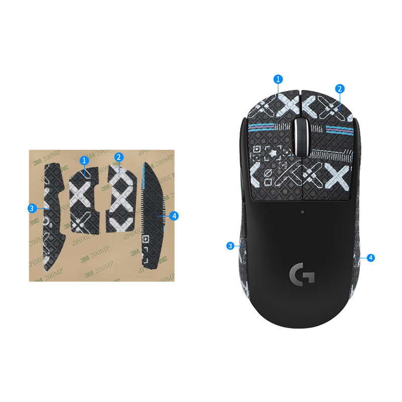 1PCs Half Pack Ratón pegatina-Negro