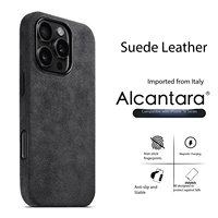Coque de téléphone mobile Iphone 15 Pro en Alcantara italien authentique, entièrement recouverte, découpée avec précision au laser, aimant puissant, service OEM/ODM
