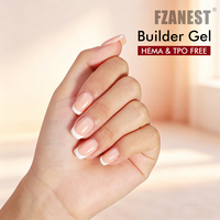 Gel de construction liquide FZANEST TPO sans HEMA pour extension d'ongles, marque privée, longue tenue, couleur rose nude scintillante, pour salon de manucure