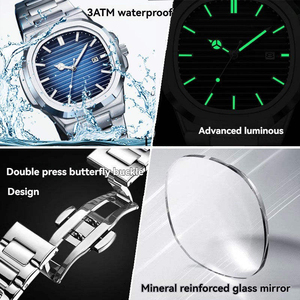 Montre-bracelet mécanique étanche en acier inoxydable pour homme, avec fonction lumineuse, vente en gros OEM - Product Image 3