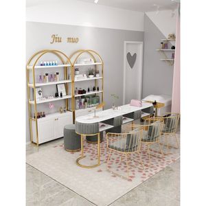 Mesa y Sillas de Manicura Modernas de Lujo 2025, Venta al por Mayor, Mesas de Uñas Profesionales de Primera Calidad, Muebles Personalizados para Salón de Belleza - Product Image 4