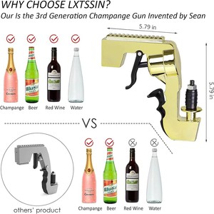 Pistolets à bière, flacons à alcool, distributeurs réglables, bouteilles à vin rouge fantaisie en plastique – Articles de fête pour la remise des diplômes et les mariages - Product Image 4