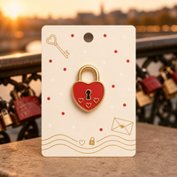Broche Cadenas d'amour 2D en émail souple, Cadenas Cœur Rouge Saint-Valentin, Bijoux en gros, Personnalisation OEM