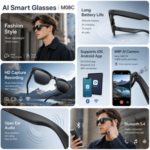 Gafas Inteligentes M08C con Monitor <span class=keywords><strong>para</strong></span> Selfies, Cámara <span class=keywords><strong>de</strong></span> 8MP, Grabadora <span class=keywords><strong>de</strong></span> Video 1080P, Resistencia al Agua IP65, Batería <span class=keywords><strong>de</strong></span> 300mAh, Micrófono Dual ENC, WiFi - Product Image 4