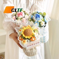 Bouquet de fleurs au Crochet personnalisé fait à la main Rose tournesol fleur tricotée cadeau pour la fête de la femme fête des mères Crochet fleurs