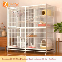 Cage de Luxe Renforcée et Cryptée en Métal Multi-couches pour Animaux de Compagnie avec Hamac et Roues, Ferme à Boutons, Enclos pour Chat, Cage d'Élevage
