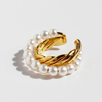 Doux Cool à la mode or spirale rayure croix perle oreille os Clip unique sans trou d'oreille boucles d'oreilles bijoux personnalisés
