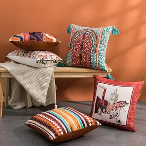 गर्म बिक्री हस्तनिर्मित कढ़ाई सुजानी तकिया के साथ बहु रंग घरेलू सजावटी थ्रो तकिया कवर 18x18 कुशन कवर कवर