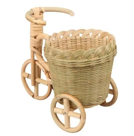 Bambus handgemachte Fahrrad form gewebte Stroh Obstkorb Wicker Rattan Organizer