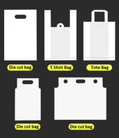 Sac en plastique recyclable de poignées de logo fait sur commande en gros pour l'emballage de vêtements de nourriture de restaurants d'achats